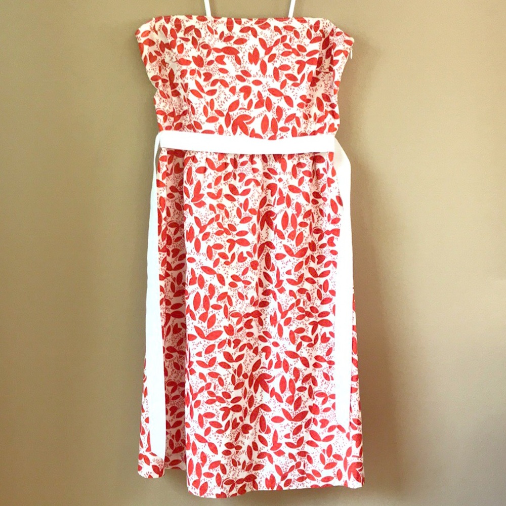 NWOT J. Crew Strapless Leaf Print Dress